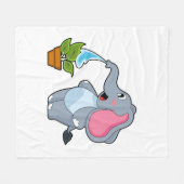 Elefant mit Pflanze Fleecedecke (Vorderseite (Horizontal))