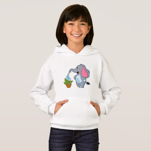 Elefant mit Pflanze Hoodie (Vorne ganz)