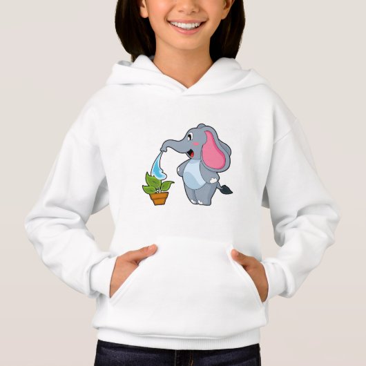 Elefant mit Pflanze Hoodie (Vorderseite)