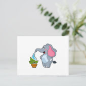 Elefant mit Pflanze Postkarte (Stehend Vorderseite)