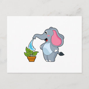 Elefant mit Pflanze Postkarte