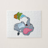 Elefant mit Pflanze Puzzle (Horizontal)