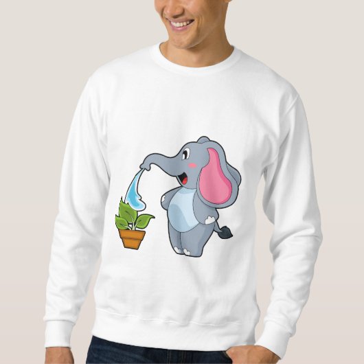 Elefant mit Pflanze Sweatshirt (Vorderseite)