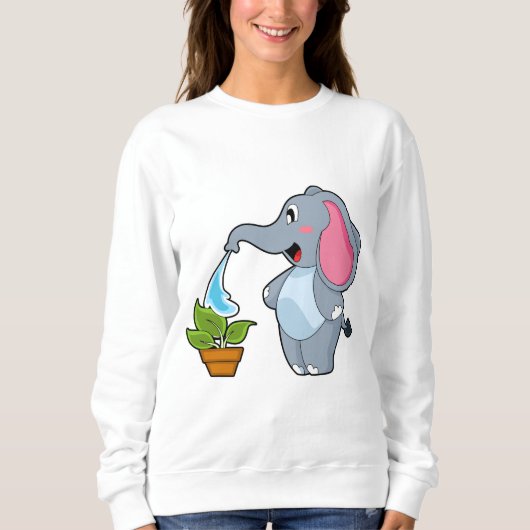 Elefant mit Pflanze Sweatshirt (Vorderseite)