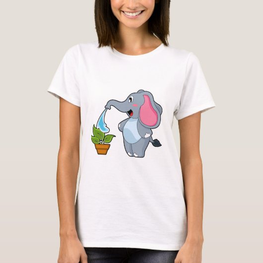 Elefant mit Pflanze T-Shirt (Vorderseite)