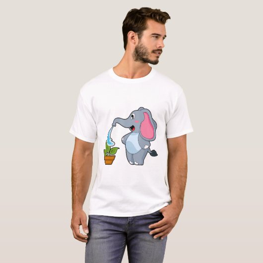 Elefant mit Pflanze T-Shirt (Vorne ganz)
