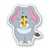 Elefant mit Pizza Aufkleber (Vorderseite)