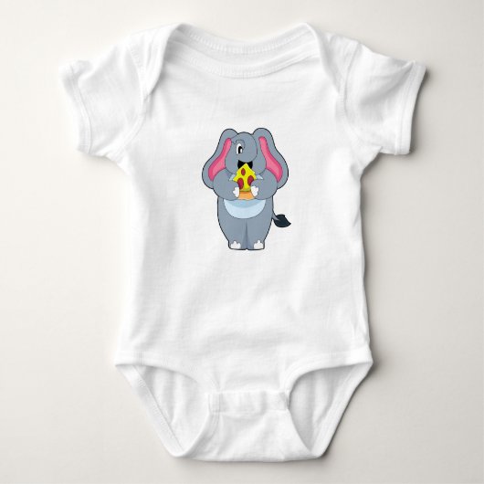Elefant mit Pizza Baby Strampler (Vorderseite)
