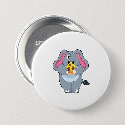 Elefant mit Pizza Button (Vorne & Hinten)