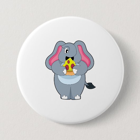 Elefant mit Pizza Button (Vorderseite)