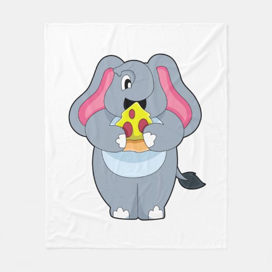 Elefant mit Pizza Fleecedecke (Vorderseite)