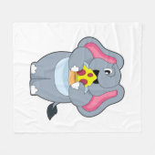Elefant mit Pizza Fleecedecke (Vorderseite (Horizontal))