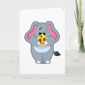 Elefant mit Pizza Karte (Vorderseite)