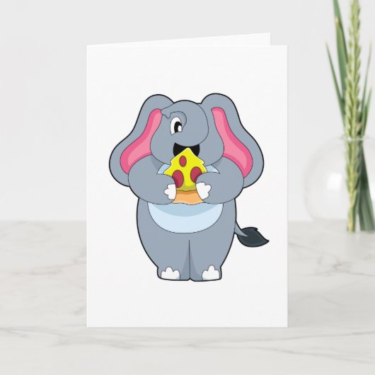 Elefant mit Pizza Karte (Vorderseite)