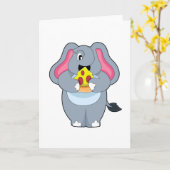 Elefant mit Pizza Karte (Gelbe Blume)