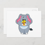 Elefant mit Pizza Postkarte (Vorne/Hinten)
