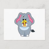 Elefant mit Pizza Postkarte (Vorderseite)