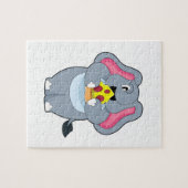 Elefant mit Pizza Puzzle (Horizontal)