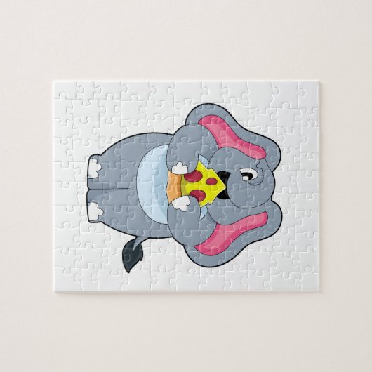 Elefant mit Pizza Puzzle (Horizontal)