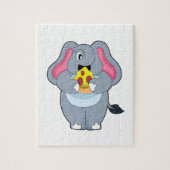 Elefant mit Pizza Puzzle (Vertikal)