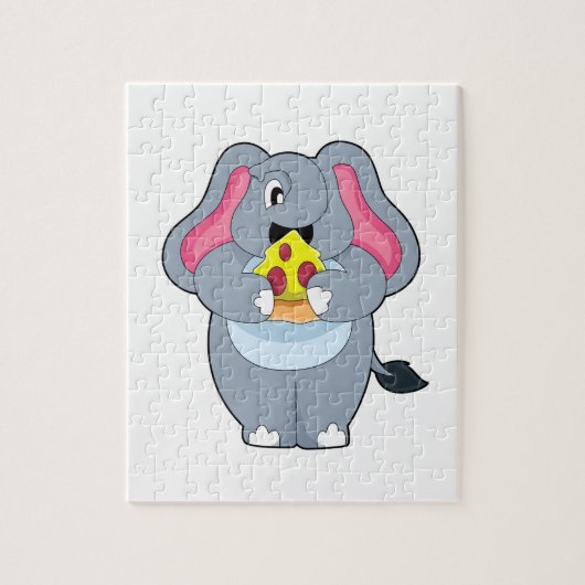 Elefant mit Pizza Puzzle (Vertikal)
