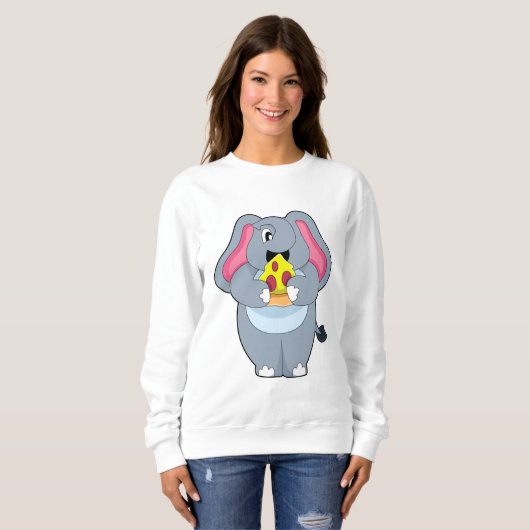 Elefant mit Pizza Sweatshirt (Vorne ganz)