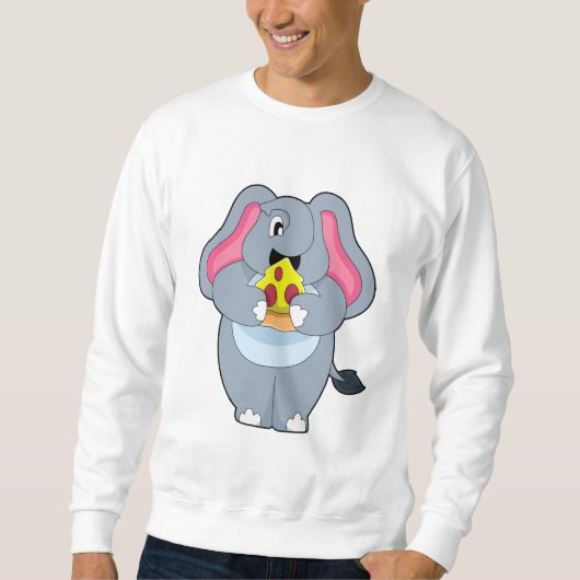 Elefant mit Pizza Sweatshirt (Vorderseite)