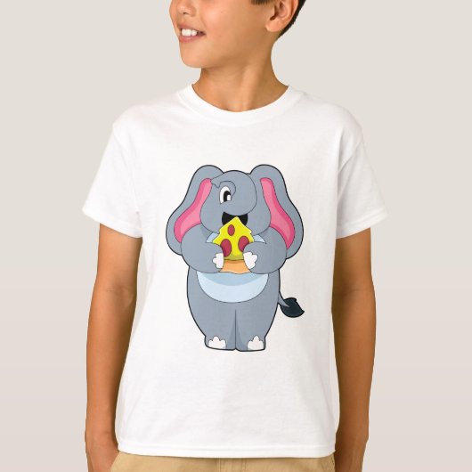 Elefant mit Pizza T-Shirt (Vorderseite)