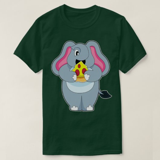Elefant mit Pizza T-Shirt (Design vorne)