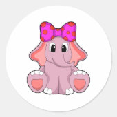 Elefant mit Ribbon Runder Aufkleber (Vorderseite)