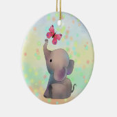 Elefant mit rosa Falter Keramik Ornament (Rechts)