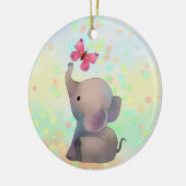 Elefant mit rosa Falter Keramik Ornament (Links)