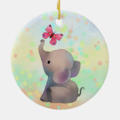 Elefant mit rosa Falter Keramik Ornament (Hinten)