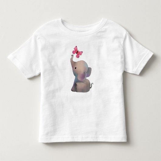 Elefant mit rosa Falter Kleinkind T-shirt (Vorderseite)