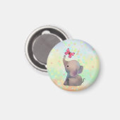Elefant mit rosa Falter Magnet (Vorderseite/Rückseite)