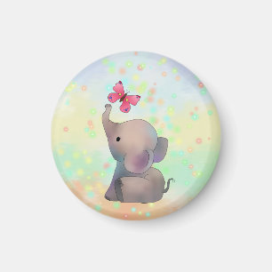Elefant mit rosa Falter Magnet