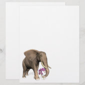 Elefant mit rosa Orchid (Vorne/Hinten)
