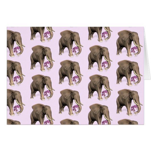 Elefant mit rosa Orchid (Vorderseite (Horizontal))