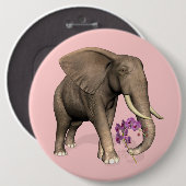 Elefant mit rosa Orchid Button (Vorne & Hinten)