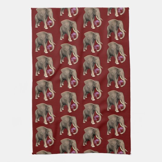 Elefant mit rosa Orchid Handtuch (Vertikal)