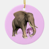 Elefant mit rosa Orchid Keramikornament (Vorne)
