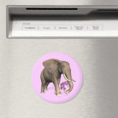 Elefant mit rosa Orchid Magnet (In Situ (Geschirrspüler))