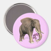 Elefant mit rosa Orchid Magnet (Vorderseite/Rückseite)
