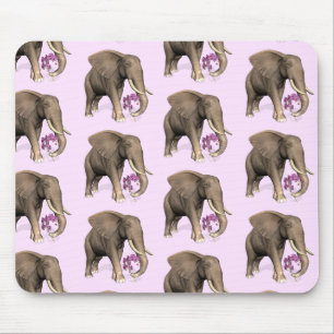 Elefant mit rosa Orchid Mousepad