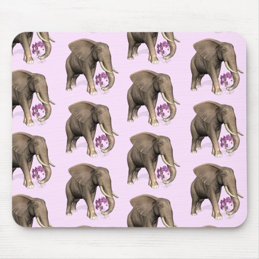 Elefant mit rosa Orchid Mousepad (Vorne)
