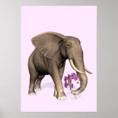 Elefant mit rosa Orchid Poster (Vorne)
