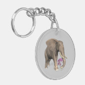 Elefant mit rosa Orchid Schlüsselanhänger (Vorderseite links)