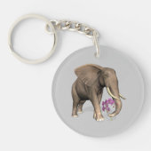 Elefant mit rosa Orchid Schlüsselanhänger (Vorderseite)