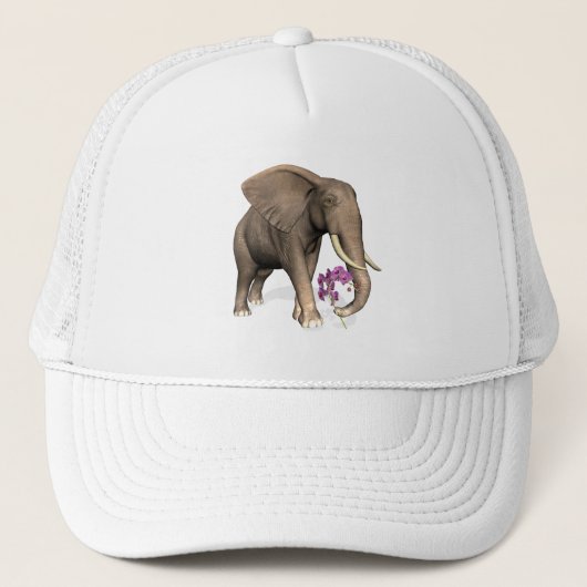 Elefant mit rosa Orchid Truckerkappe (Vorderseite)