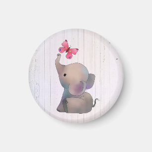 Elefant mit rosa Schmetterling Magnet